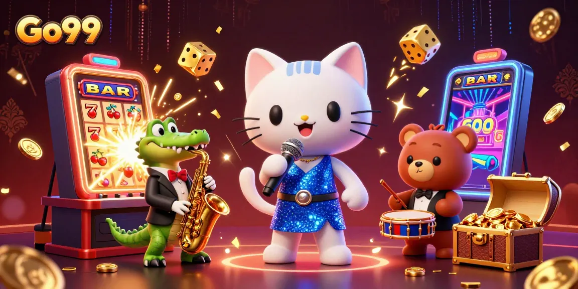 Exciting Go99 casino scene with vibrant characters and jackpot elements enhancing the online gaming experience.