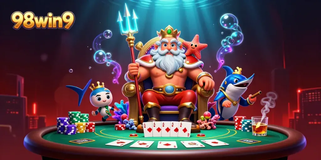 Engage in excitement at 98win9 with captivating poker and vibrant casino elements.