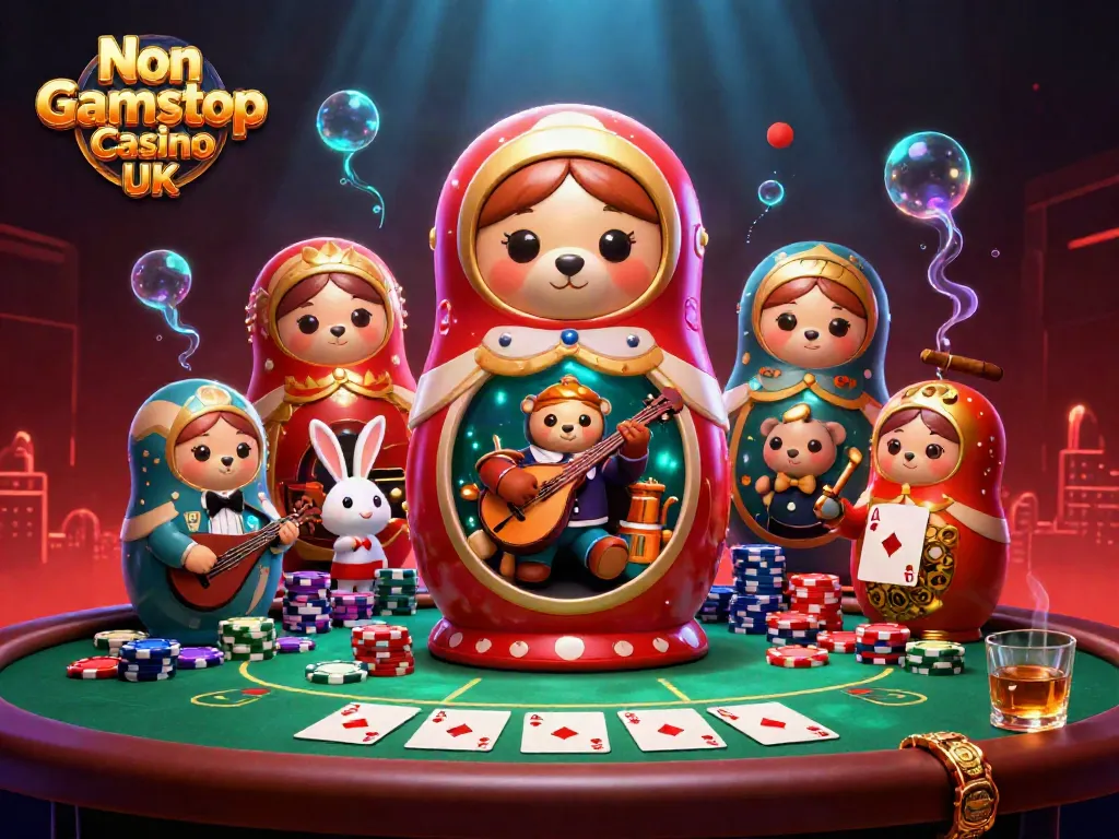 Experience vibrant gaming with Non Gamstop Casino UK, featuring charming characters and rich casino elements.