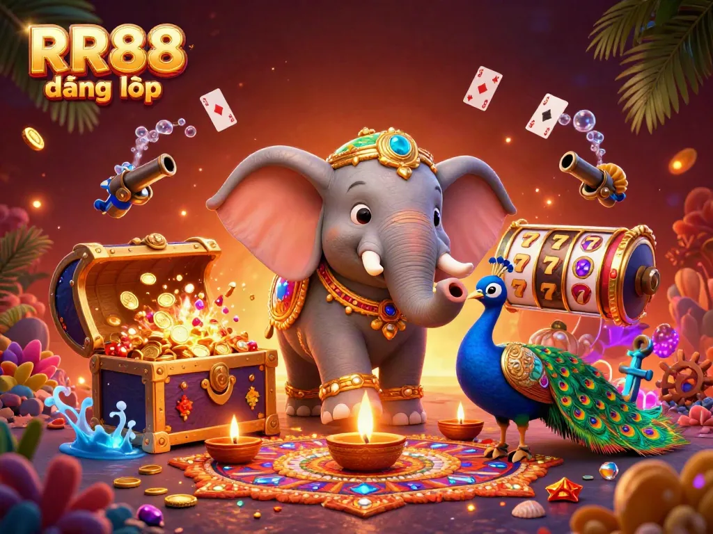 Experience seamless gaming at RR88 đăng nhập with vibrant scenes of celebration and engaging casino elements.
