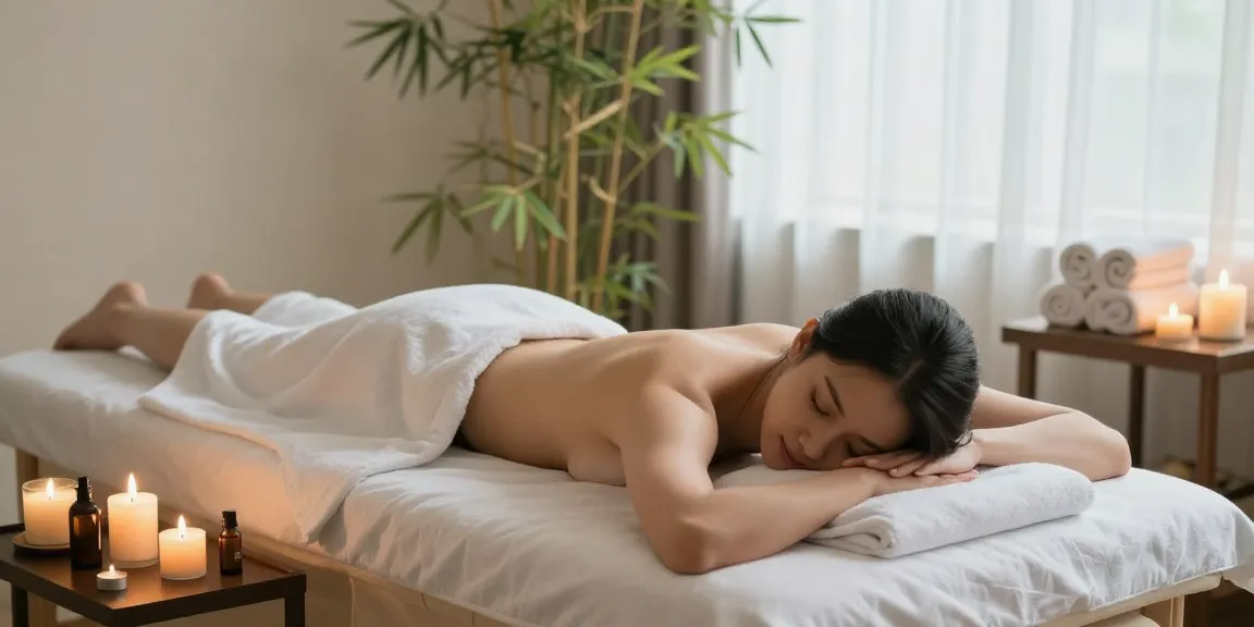 대화동출장마사지 in a tranquil home setting with relaxing massage table.