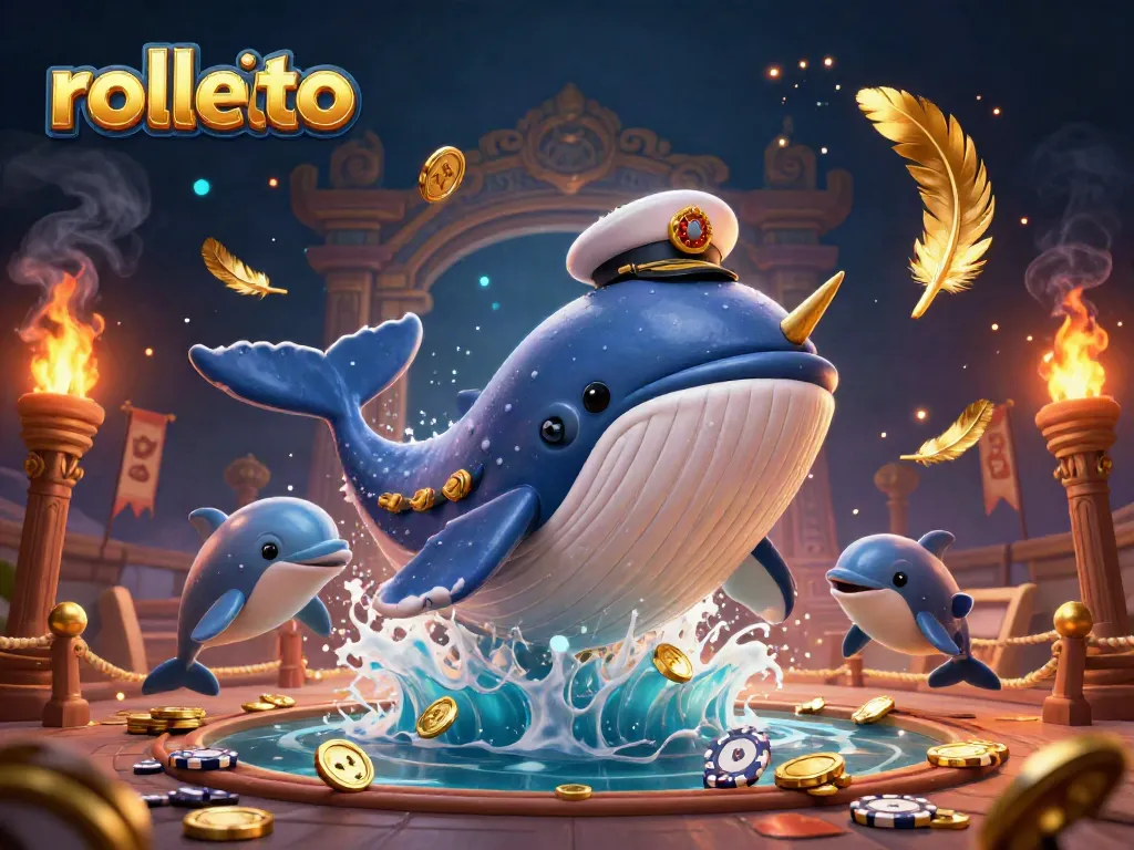 Engage in thrilling gaming at Rolletto with a vibrant underwater casino scene featuring a giant whale and playful dolphins.