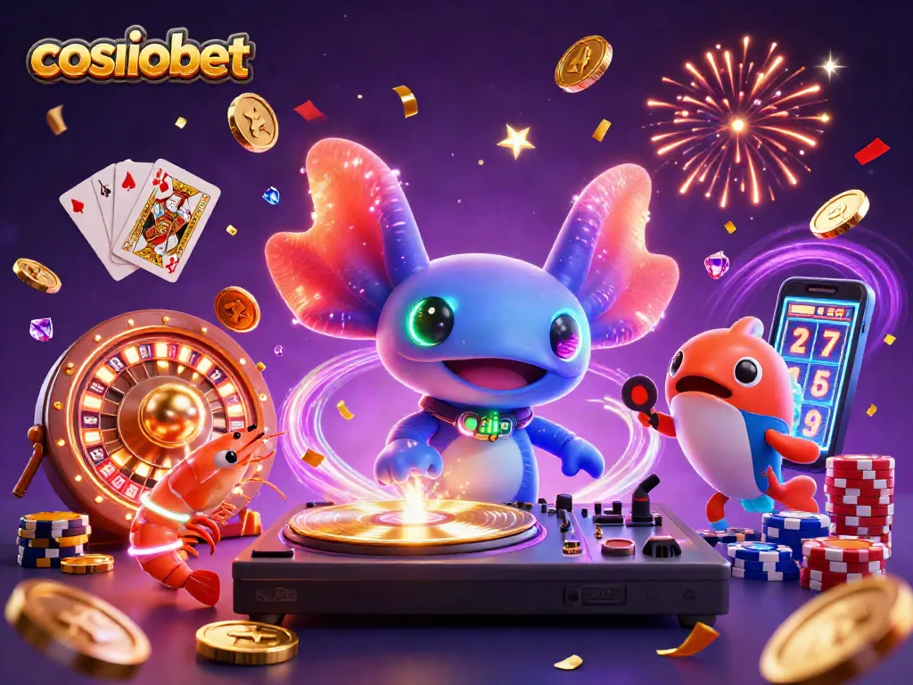 Experience thrilling gameplay at cosmobet with a vibrant 3D casino scene featuring lively characters and exciting game elements.