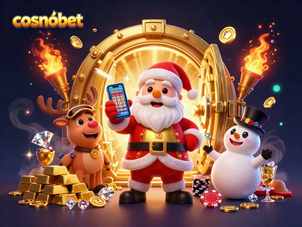 Experience the thrill of cosmobet with Santa and his team at a glamorous casino scene.