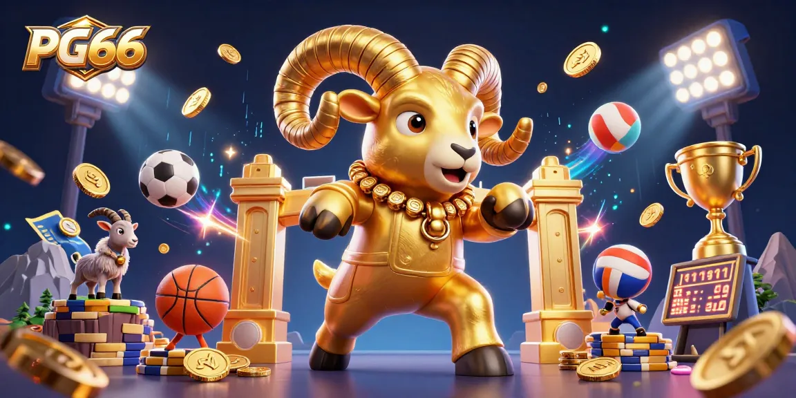 Launch thrilling bets at PG66 with a golden ram charging through a vibrant casino realm.