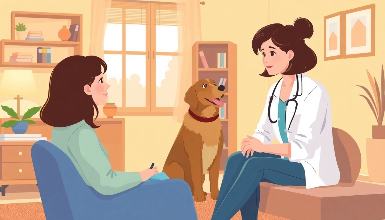Engage in effective depression treatment during a therapy session with a psychologist and therapy dog.