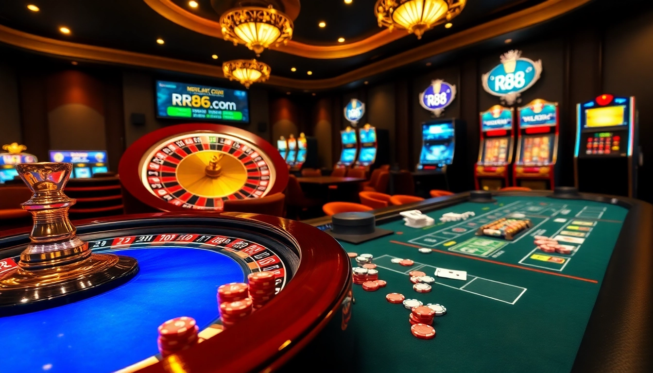 Experience thrilling gameplay at rr88.com with vibrant casino tables and professional gamblers.