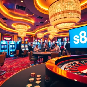 Experience the excitement of s8 gaming with vibrant casino tables and thrilling slot machines.