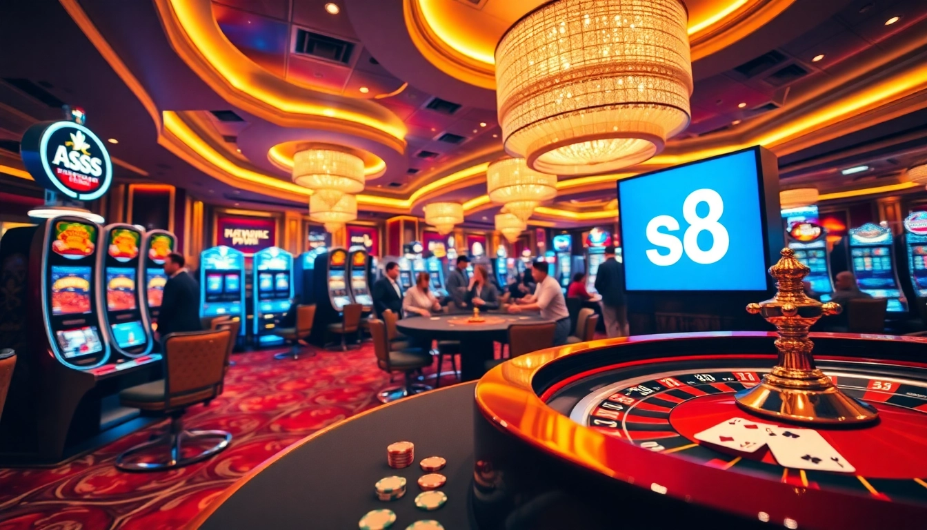Experience the excitement of s8 gaming with vibrant casino tables and thrilling slot machines.