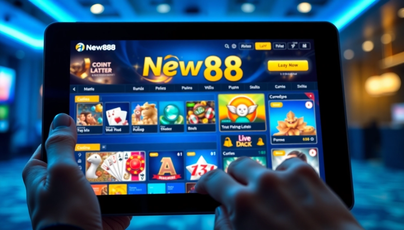 Explore the excitement of online gambling at new88go.com, featuring a modern gaming interface with vibrant casino games.