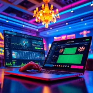 Engaged user interacting with OKVIPWIN.LIVE platform, highlighting vibrant online gambling experience.