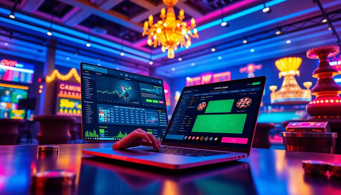 Engaged user interacting with OKVIPWIN.LIVE platform, highlighting vibrant online gambling experience.