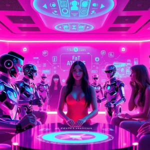 Interactive scene of sex AI characters in a vibrant virtual space showcasing advanced digital companionship.