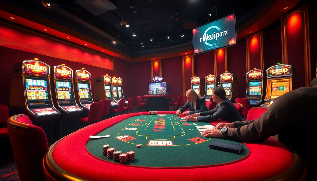 Engaging gamblers at a poker table while highlighting rikvip.mx's exciting online gaming experience.