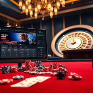 Exciting MK8.COM betting experience with poker chips and a roulette wheel on a casino table.