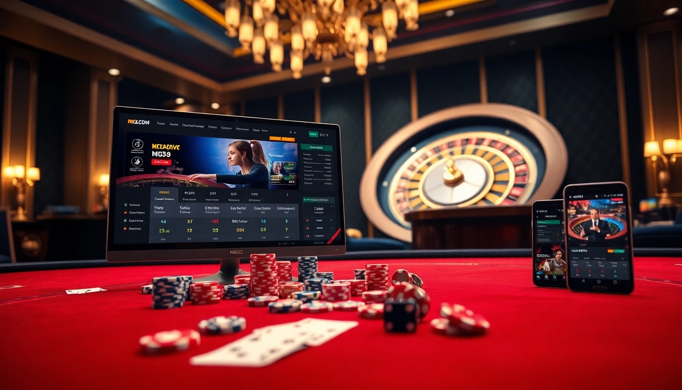 Exciting MK8.COM betting experience with poker chips and a roulette wheel on a casino table.