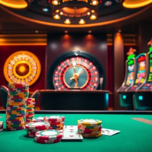 Experience the thrill of gambling at 98win with luxurious casino tables and vibrant slot machines.