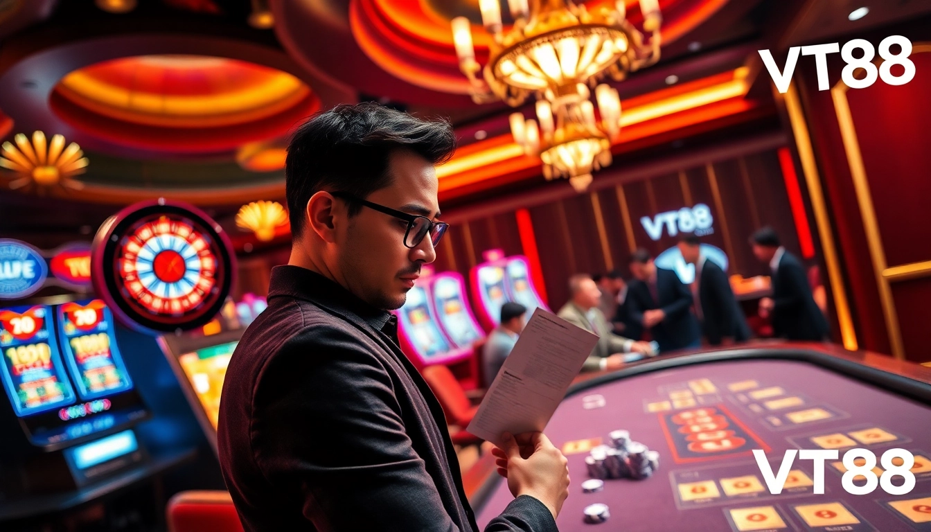 VT88 nhà cái players enjoying a thrilling casino experience with roulette and poker.