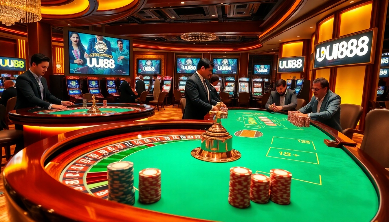 Experience the ultimate excitement at UU88 casino with interactive gaming tables and vibrant atmosphere.
