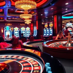 Experience the thrill of gambling at lc88 with luxurious casino tables and vibrant slot machines.