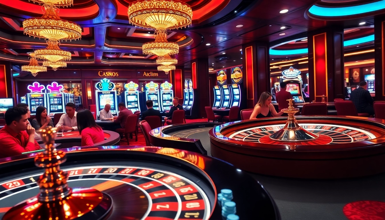 Experience the thrill of gambling at lc88 with luxurious casino tables and vibrant slot machines.