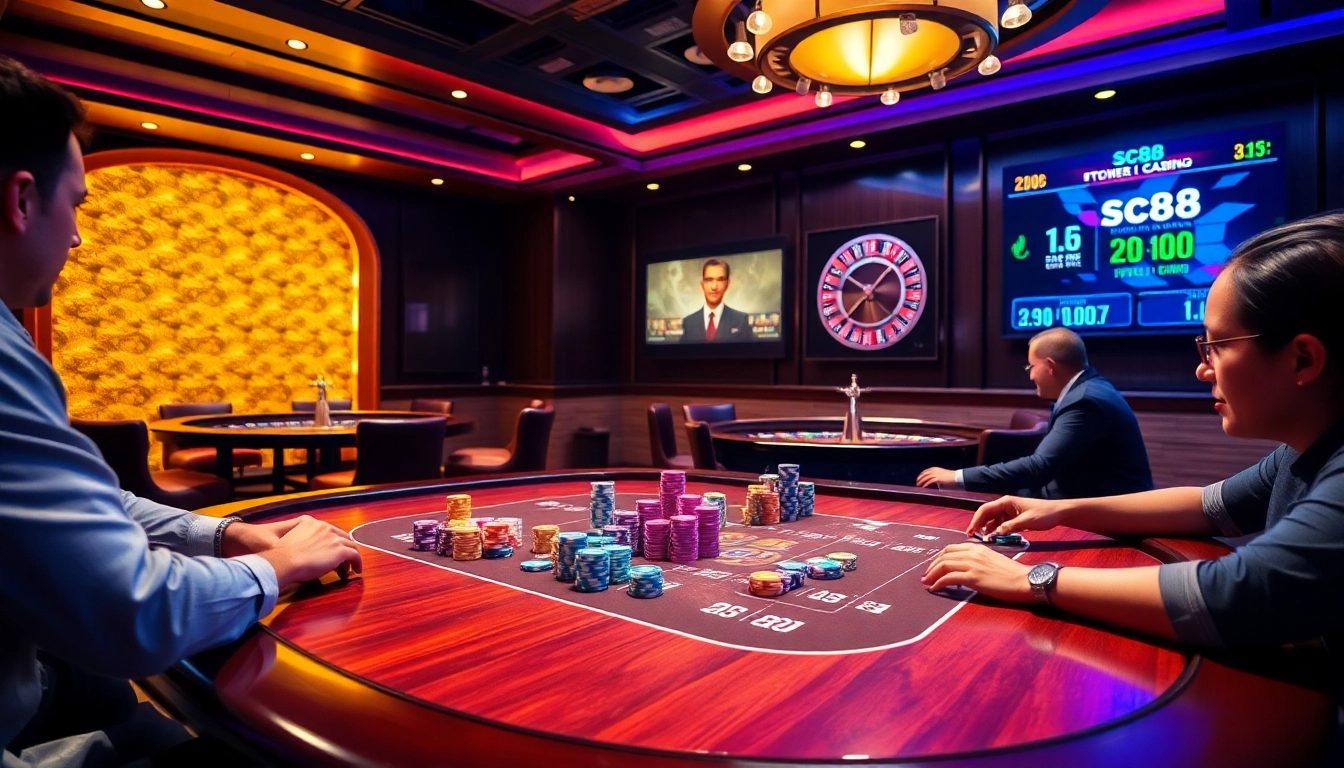 Experience thrilling gameplay with sc88 poker chips on a vibrant casino table