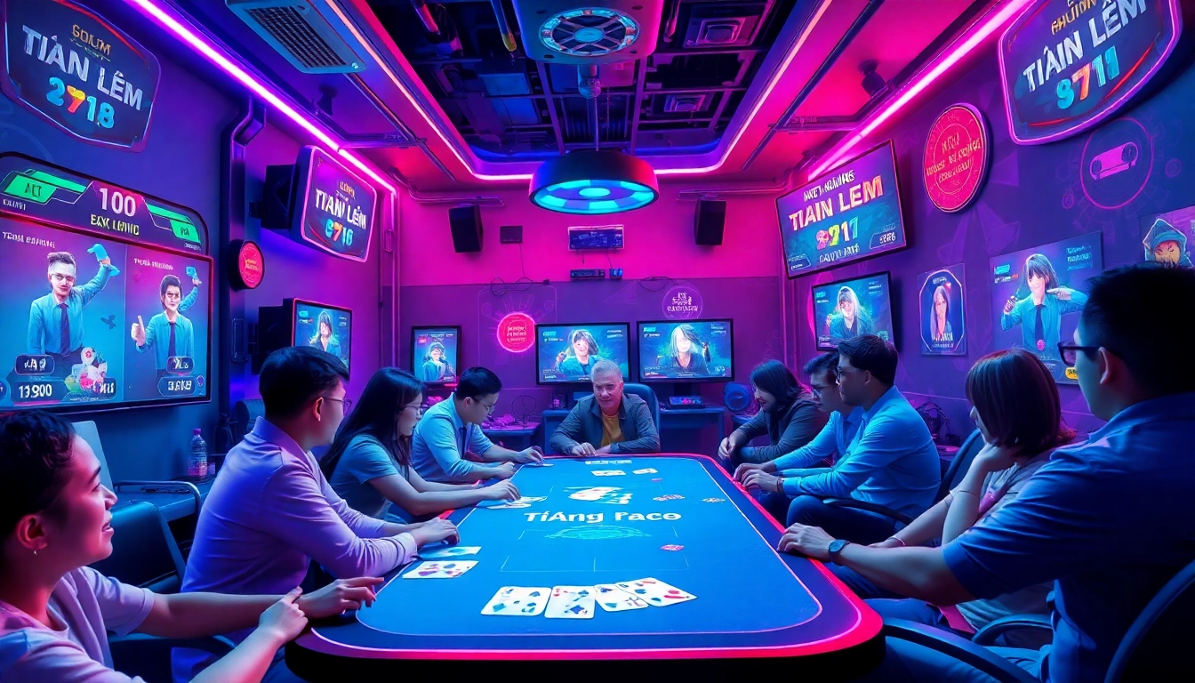 A virtual gaming room from gamebaidoithuong.com.vc showcasing players engaged in exciting card games.