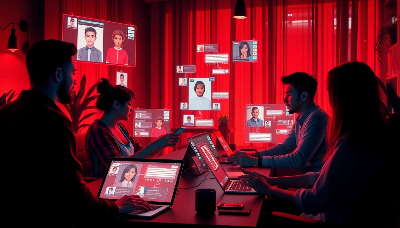 Engaged users exploring nsfw ai platforms in a modern workspace with dynamic chat interfaces.